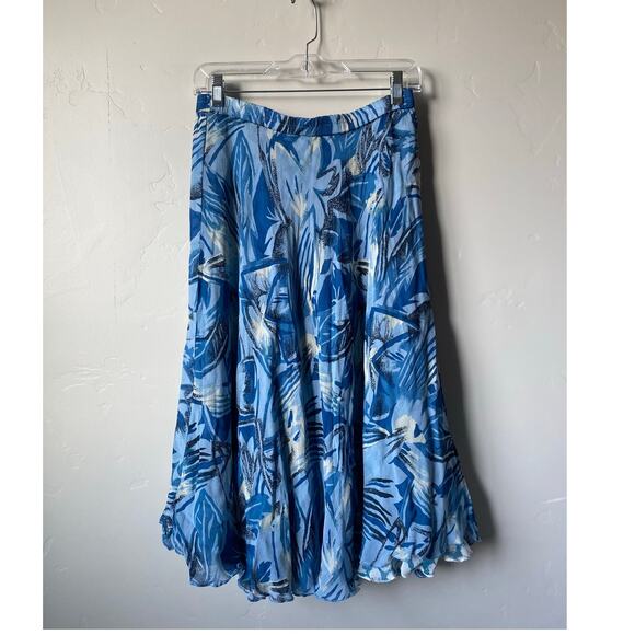 Vtg 90's/Y2K Sarah Arizona Blue Patterned REVERSIBLE Chiffon Pull On Midi Skirt - Picture 1 of 9